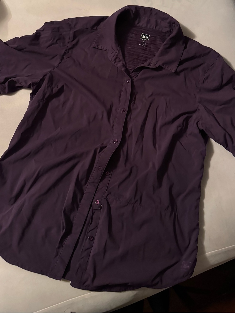 Women’s REI Plum Travel Hiking Camping Backpacking Button-Up Shirt
